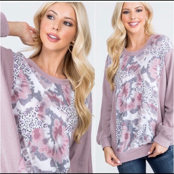 Tie dye French Terry leopard comfy stars long sleeved for summer or fall - Picture 2 of 3